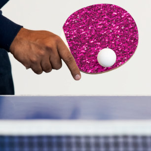 Raquete De Ping Pong Brilhante rosa quente brilha
