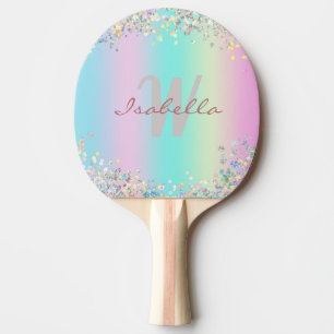 Raquete De Ping Pong Brilho Holográfico de Unicórnio