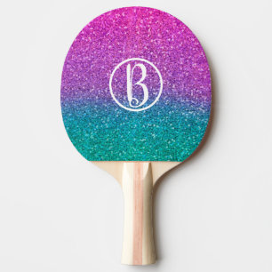 Raquete De Ping Pong Brilho Rosa Azul Turquesa e Roxo