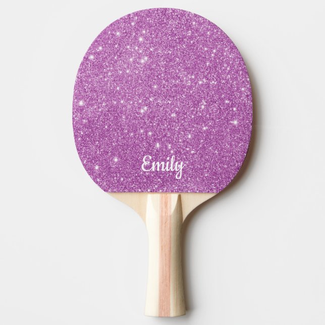Raquete De Ping Pong Brilho roxo nome personalizado (Frente)