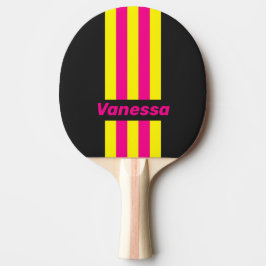 Raquete De Ping Pong Brilho Solar Retro com Listras e Nome