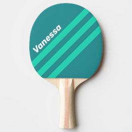 Raquete De Ping Pong Brisa da Praia Azul com Listras Anguladas e Nome