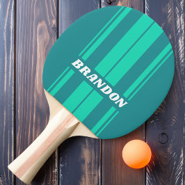 Raquete De Ping Pong Brisa da Praia Azul com Listras e Nome