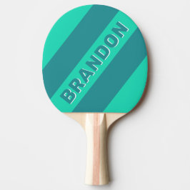 Raquete De Ping Pong Brisa da Praia Azul com Listras Ousadas e Nome