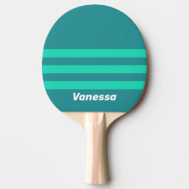 Raquete De Ping Pong Brisa de Praia Azulada Através de Listras com Nome