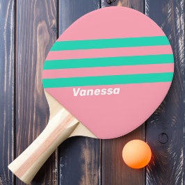 Raquete De Ping Pong Brisa de Praia Listras Nostálgicas com Nome