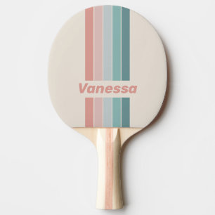 Raquete De Ping Pong Broche Vintage de Concha do Mar Macia com Listras 