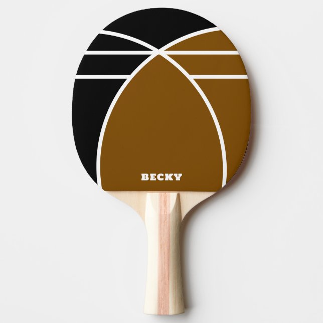 Raquete De Ping Pong Brown and Black Personalized Ping Pong Paddle (Frente)