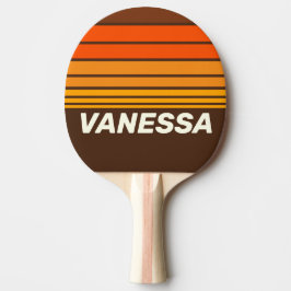 Raquete De Ping Pong Brown Retro Horizon Striping with Name