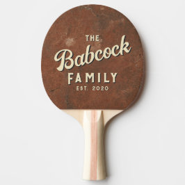 Raquete De Ping Pong Brown Sand Stone Retro Family Name & Year 