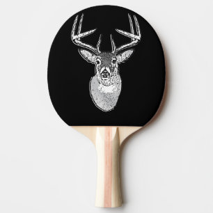 Raquete De Ping Pong Buck on Black design White Deer