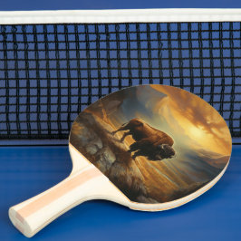 Raquete De Ping Pong Buffalo Bison Sunset Silhouette