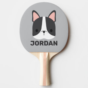 Raquete De Ping Pong Bulldog Francês Bonito com Nome Personalizado