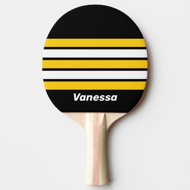 Raquete De Ping Pong Bumblebee Nostalgic Across Striping with Name (Frente)