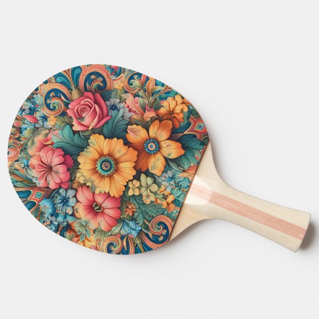 Raquete De Ping Pong Buquê bonito das flores (Lateral)