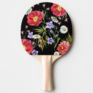 Raquete De Ping Pong Buquê de Aquarela: Padrão sem costura