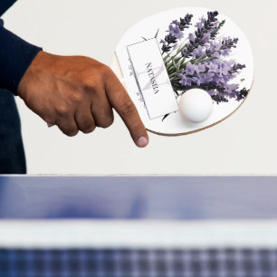 Raquete De Ping Pong Buquê de Lavanda de Aquarela Personalizado