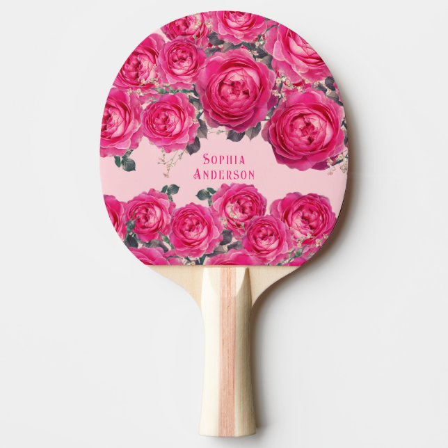 Raquete De Ping Pong Buquê elegante de Rosas personalizados (Frente)