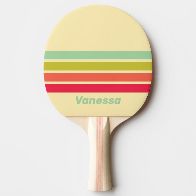 Raquete De Ping Pong Buttercream Whisper Across Striping with Name (Frente)