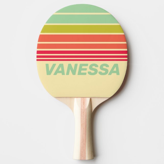 Raquete De Ping Pong Buttercream Whisper Horizon Striping with Name (Frente)
