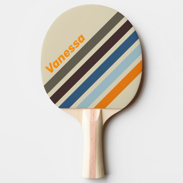 Raquete De Ping Pong Butternut Fade Angled Striping with Name (Verso)