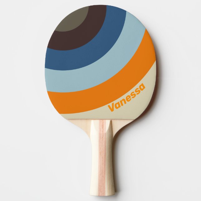 Raquete De Ping Pong Butternut Fade Circle Stripe with Name (Verso)