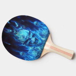 Raquete De Ping Pong cabeça azul do crânio em chamas azuis