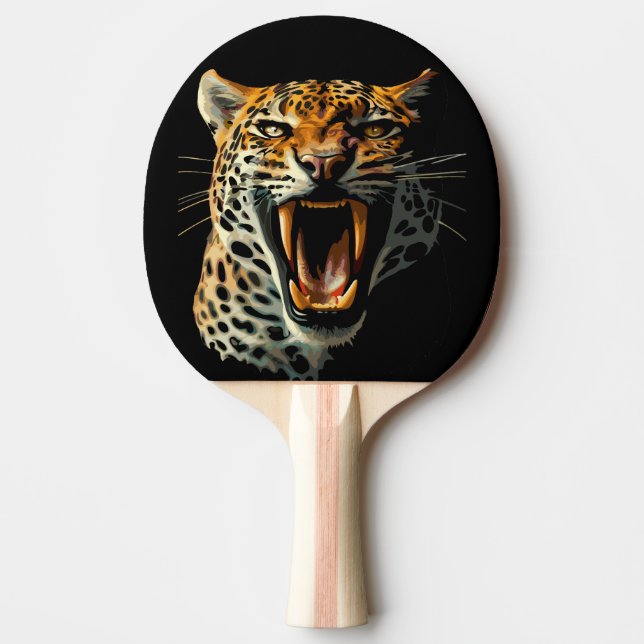 Raquete De Ping Pong Cabeça de ataque com picos-leopardo (Frente)