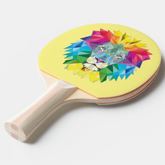 Raquete De Ping Pong Cabeça de Leão Geométrico (Verso inclinado)