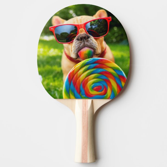 Raquete De Ping Pong Cachorro Com Lollipop Grande (Frente)