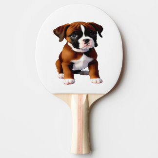 Raquete De Ping Pong Cachorro Filhote Boxer Coloração Fawn