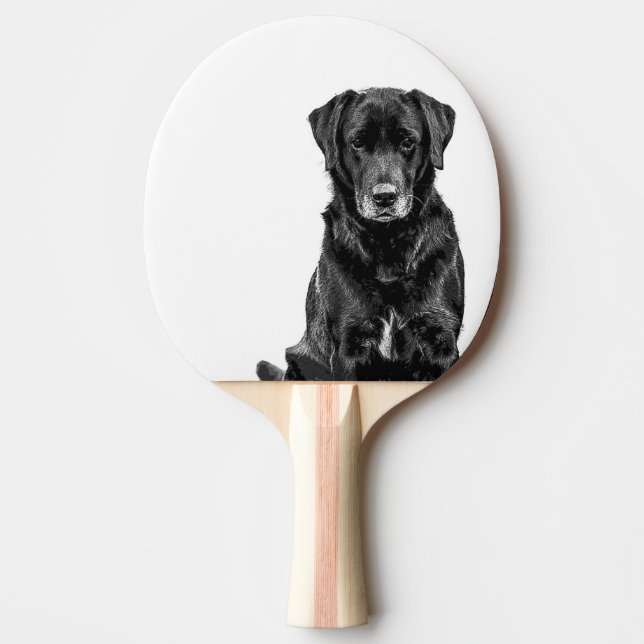 Raquete De Ping Pong Cachorro Negro-Labrador Cachorro-Bonito (Frente)