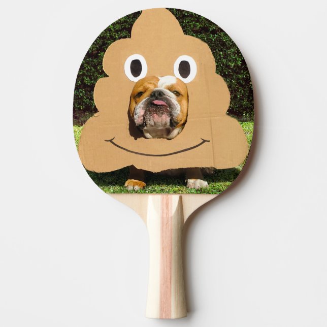 Raquete De Ping Pong Cachorro no cocô Emoji Costume (Frente)