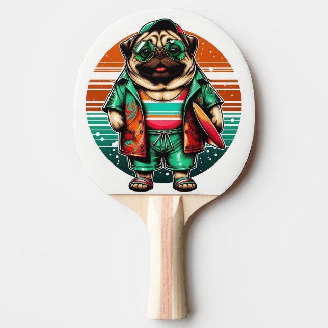 Raquete De Ping Pong Cachorro Pug (Frente)