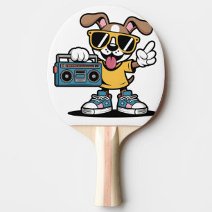 Raquete De Ping Pong Cachorro Retro Hip Hop: Cachorrinho Cartoon Legal