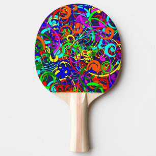 Raquete De Ping Pong Cachorros e espirais coloridos