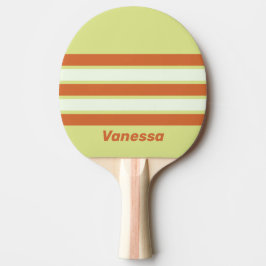 Raquete De Ping Pong Cacto do Deserto Retro Através de Listras com Nome