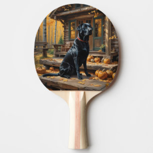 Raquete De Ping Pong Café preto Labrador Retriever Log Cabine
