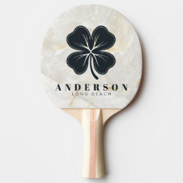 Raquete De Ping Pong Calacatta Gold Marble Four Leaf Clover with Name