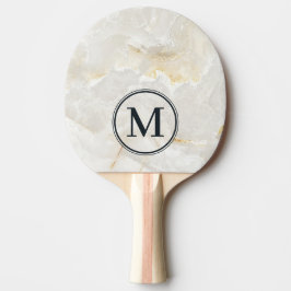 Raquete De Ping Pong Calacatta Gold Marble Stone Monogram