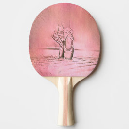 Raquete De Ping Pong Calçados cor-de-rosa com Balé ponteiro dançando