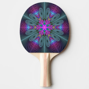 Raquete De Ping Pong Caleidoscópio de Arte Fractal de Greve Colorida Ma