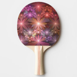 Raquete De Ping Pong Cama De Flores Arte Fractal Abstrato brilhante Col