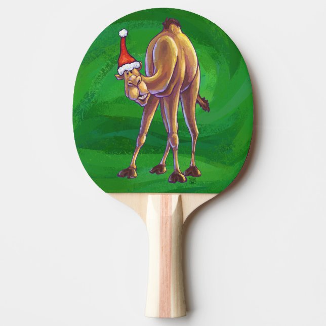 Raquete De Ping Pong Camel Christmas on Green (Frente)