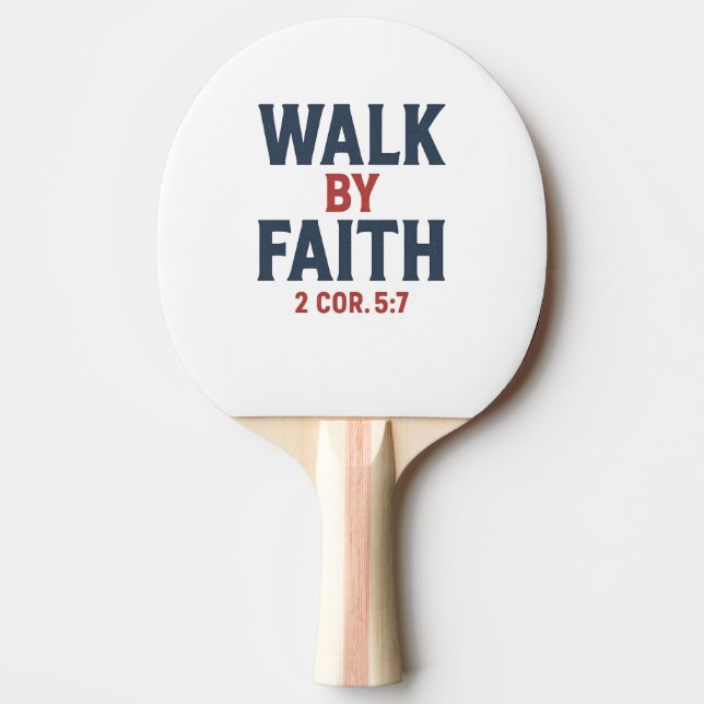 Raquete De Ping Pong Caminhe pela Fé 2 Cor 5:7  (Frente)