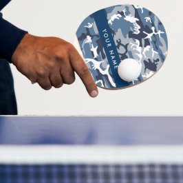 Raquete De Ping Pong Camuflagem Azul Neve de Inverno Personalize seu no