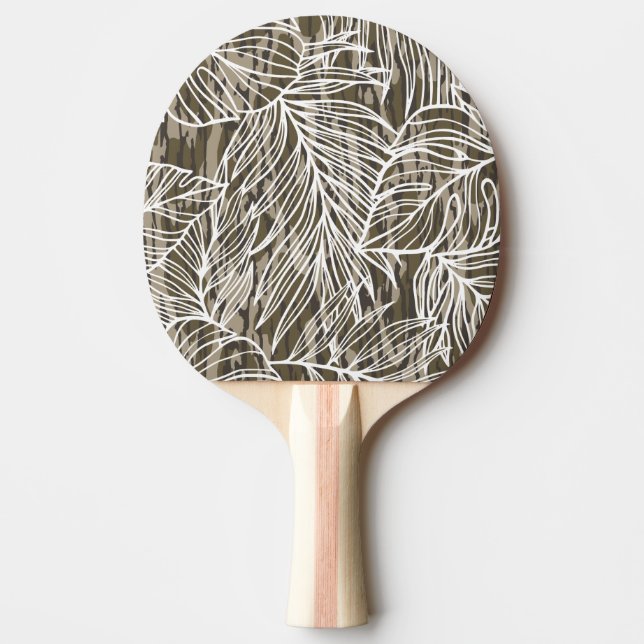 Raquete De Ping Pong Camuflagem de Fundo Botânico Seamless (Frente)