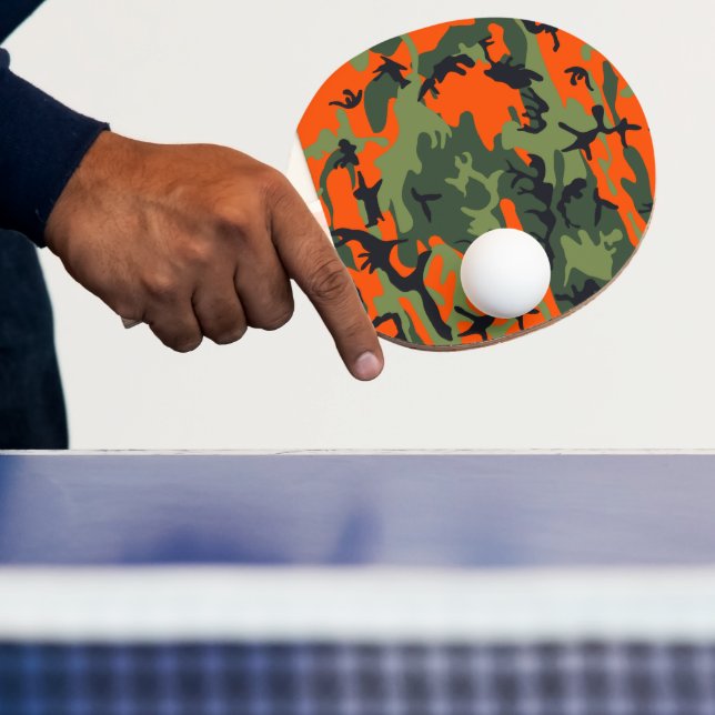 Raquete De Ping Pong Camuflagem Laranja e Verde, Militar, Exército (Insitu)