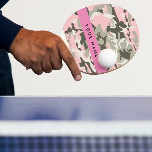 Raquete De Ping Pong Camuflagem rosa e verde Seu nome personaliza (Insitu)