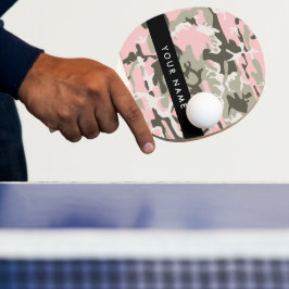 Raquete De Ping Pong Camuflagem rosa e verde Seu nome personaliza